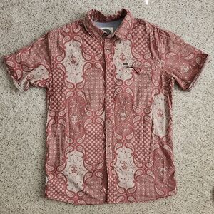 Rip Curl Red and White Casual Button Down Shirt